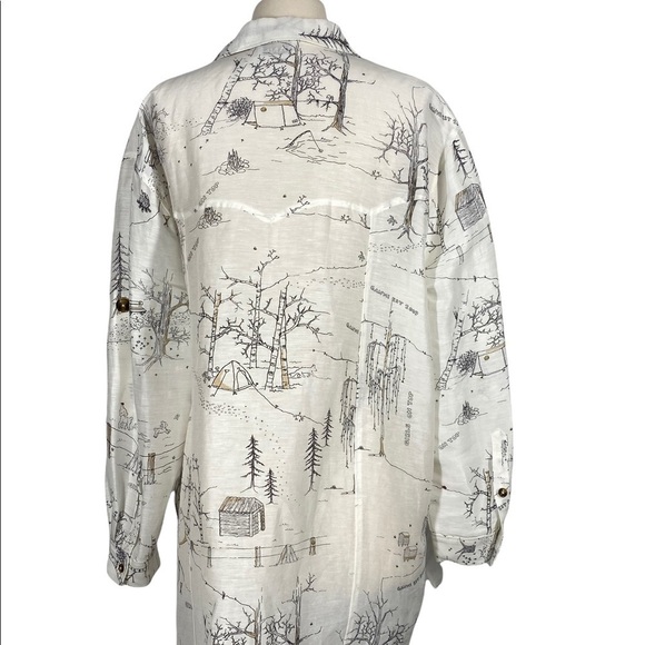 GANNI Silk Linen Girls On Top Oversized Tunic Shirt - Picture 5 of 11